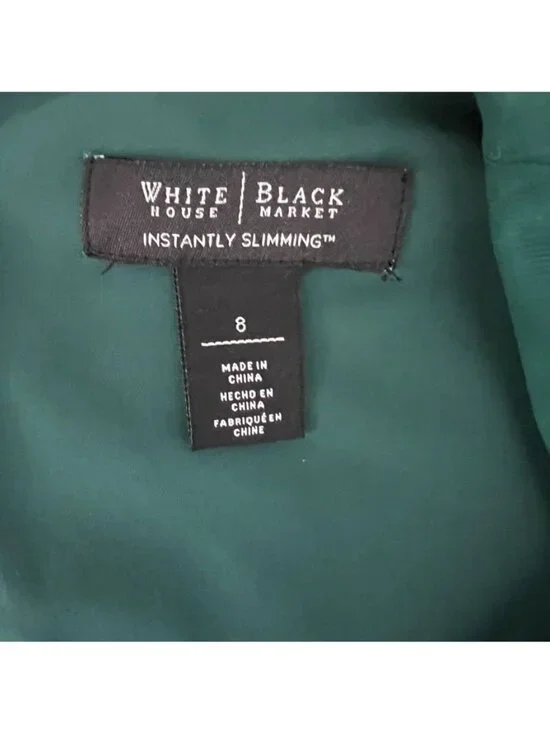 White House Black Market Emerald Dress 8 Slimming Tiered Midi Classic Hourglass - Picture 7 of 10
